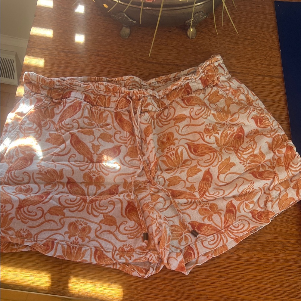 Anthropologie Floral Orange Women's Shorts M
